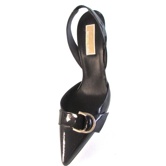 DESIGNER MICHAEL KORS COLLECTION BLACK PATENT LEATHER POINTED TOE SLIGBACKS 8.M - Picture 8 of 16